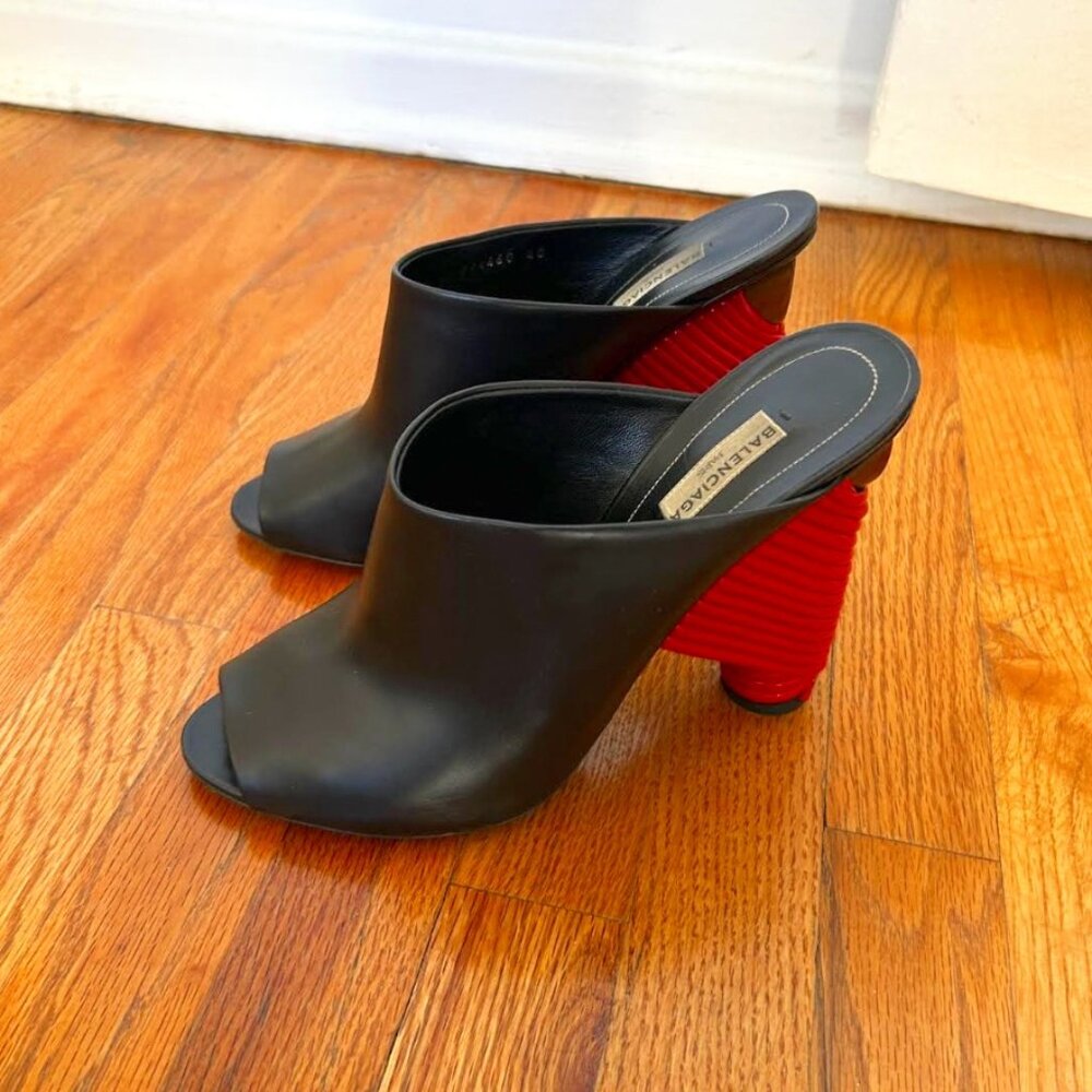 Balenciaga Red Heeled Mules size 8 women 40